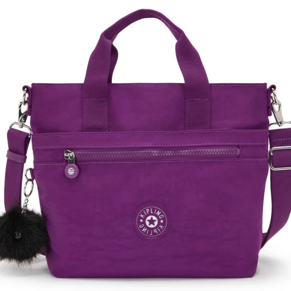 ​NWT Kipling Zamora Up Purple Crossbody Tote Bag Summer Resortwear Boho Chic